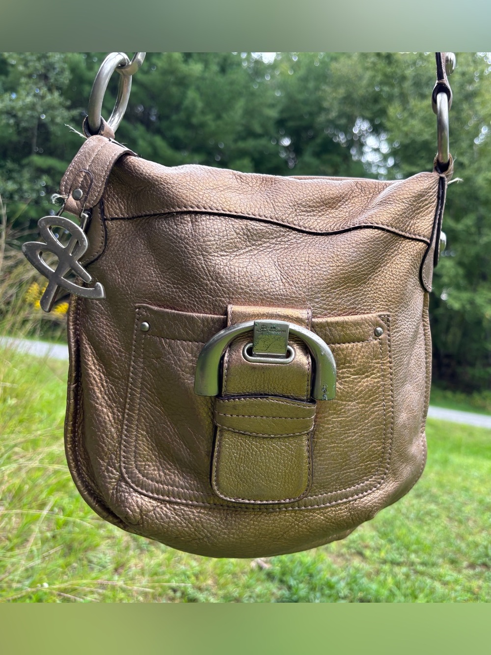 B. Makowsky Leather Metallic Crossbody Bag